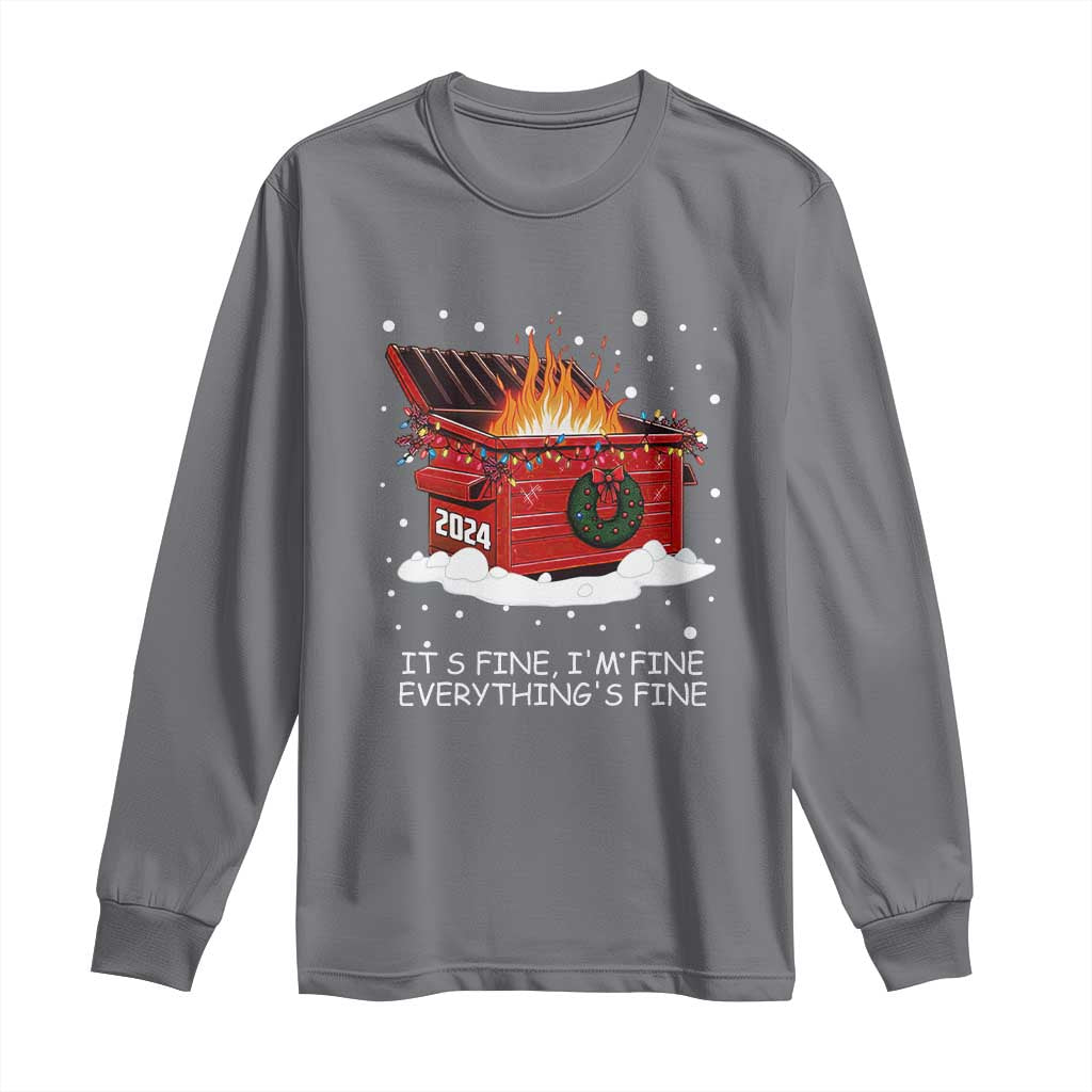 Dumpster Fire Long Sleeve Shirt Everything’s Fine Funny Christmas