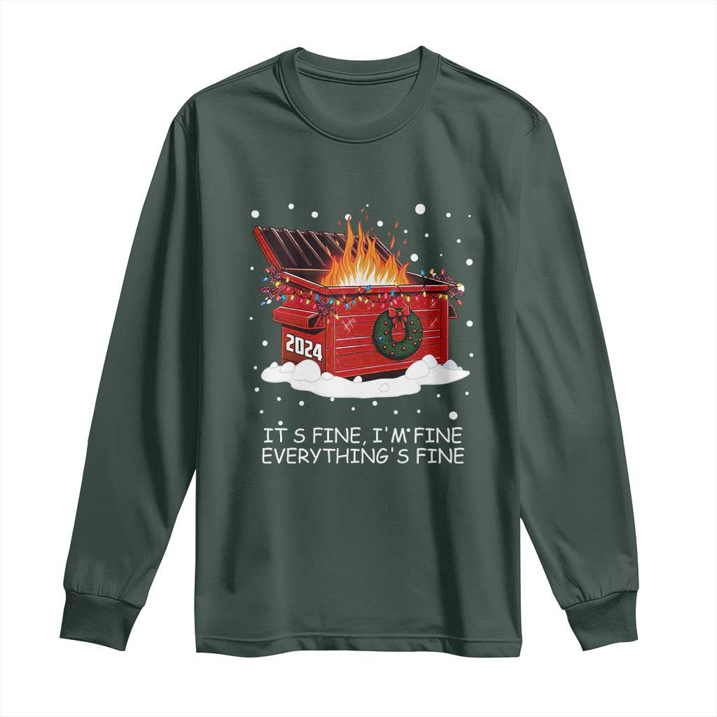Dumpster Fire Long Sleeve Shirt Everything’s Fine Funny Christmas