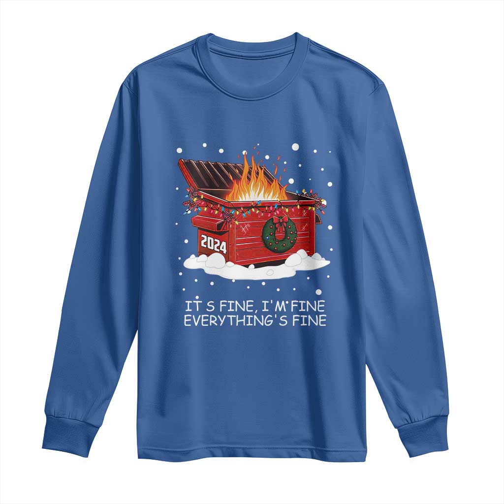 Dumpster Fire Long Sleeve Shirt Everything’s Fine Funny Christmas