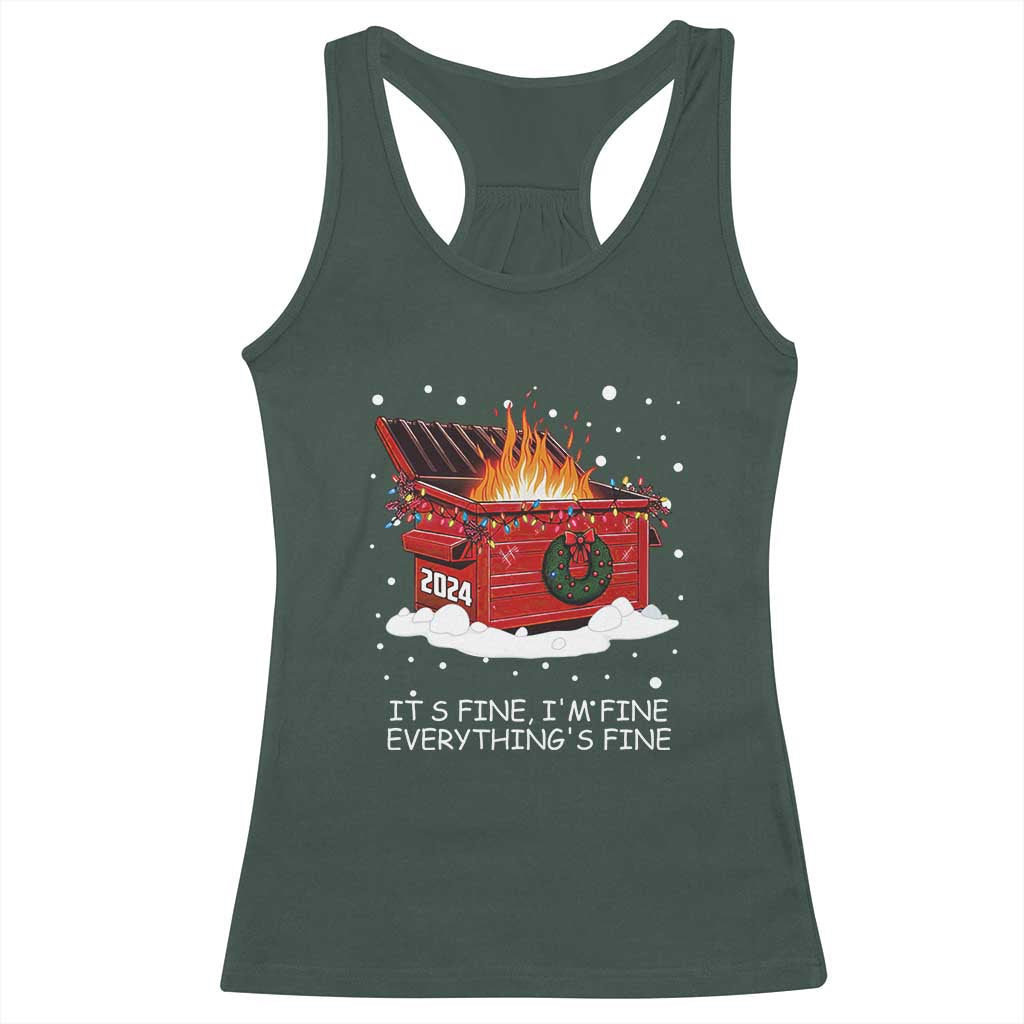 Dumpster Fire Racerback Tank Top Everything’s Fine Funny Christmas