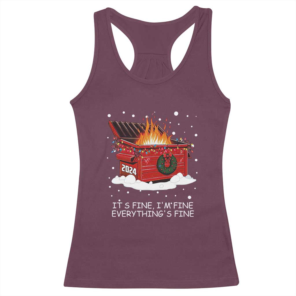 Dumpster Fire Racerback Tank Top Everything’s Fine Funny Christmas