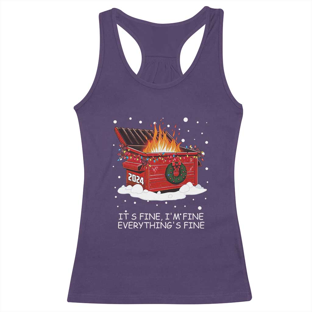 Dumpster Fire Racerback Tank Top Everything’s Fine Funny Christmas