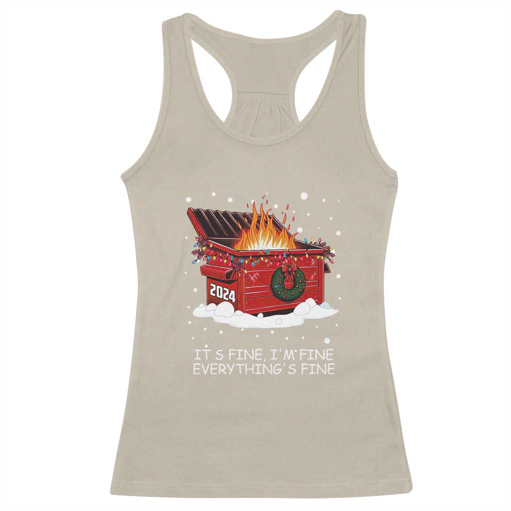 Dumpster Fire Racerback Tank Top Everything’s Fine Funny Christmas