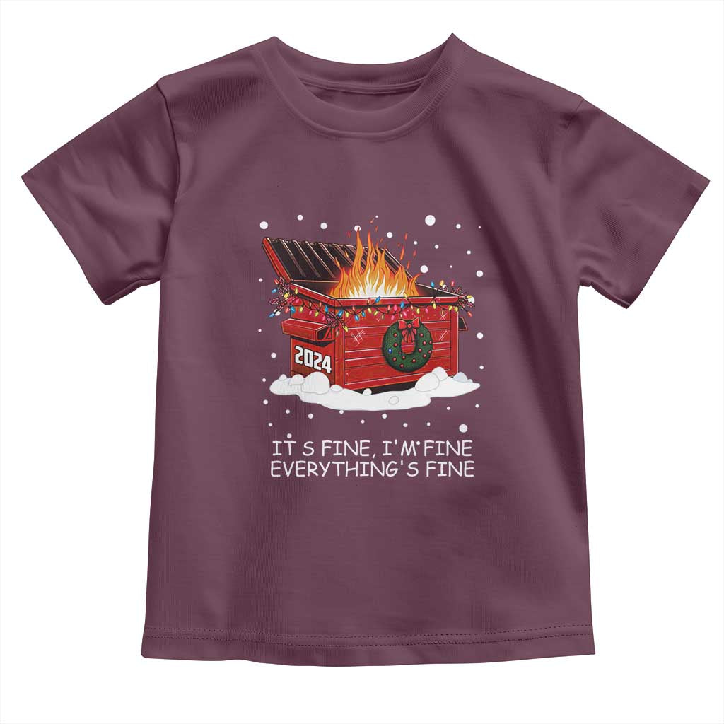 Dumpster Fire Toddler T Shirt Everything’s Fine Funny Christmas