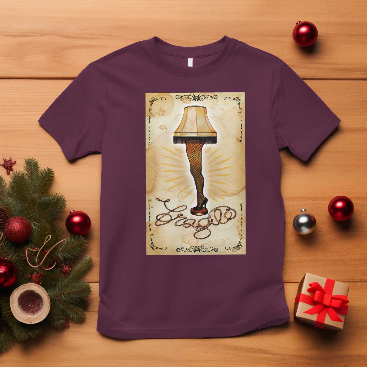 Funny Christmas Movie T Shirt Fragile Leg Lamp - Wonder Print Shop