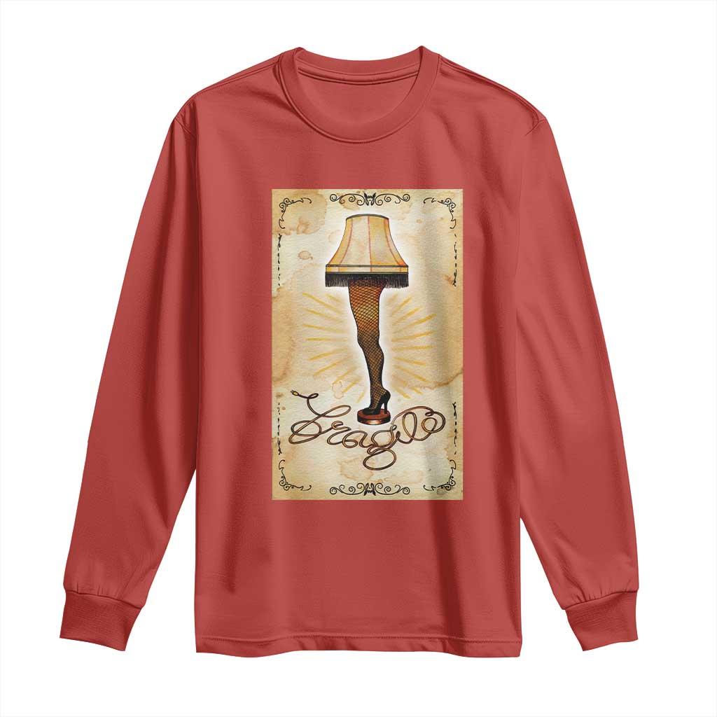 Funny Christmas Movie Long Sleeve Shirt Fragile Leg Lamp