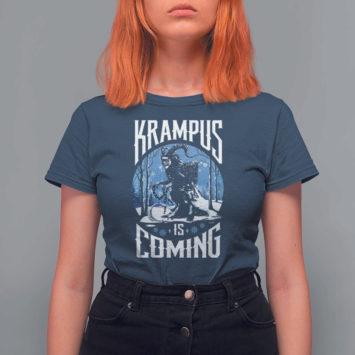 Christmas Krampus T Shirt For Women Krampusnacht Monster Krampus Lover Festive Horror - Wonder Print Shop