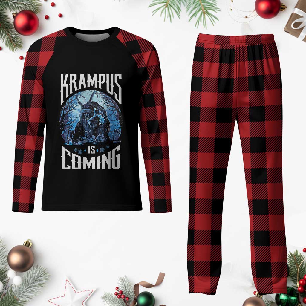 Xmas Krampus Plaid Pajama Set Krampusnacht Monster Krampus Is Coming - Wonder Print Shop