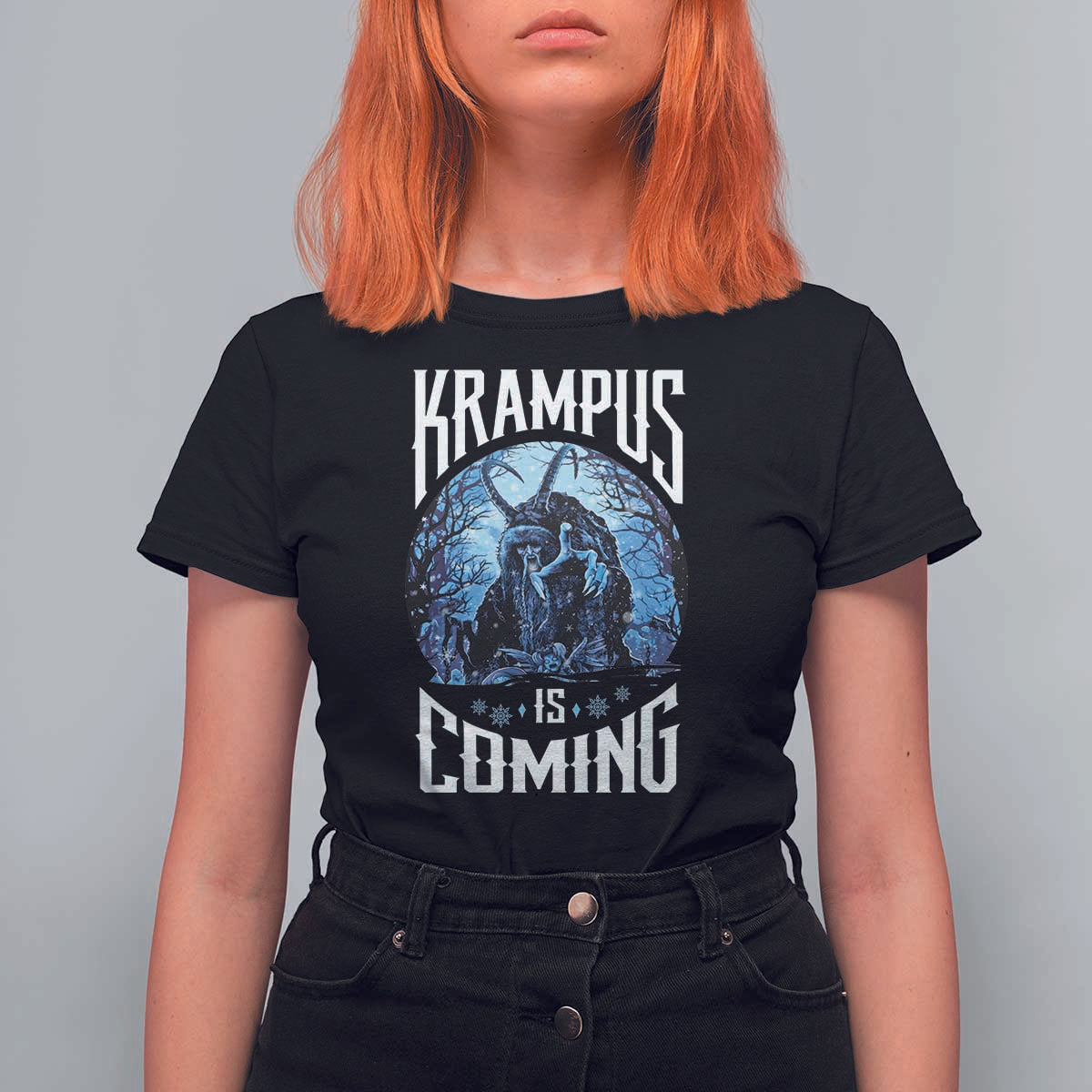 Christmas Krampus T Shirt For Women Krampusnacht Monster Krampus Is Coming - Wonder Print Shop