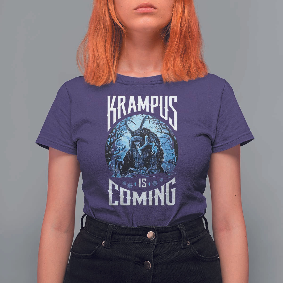 Christmas Krampus T Shirt For Women Krampusnacht Monster Krampus Is Coming - Wonder Print Shop