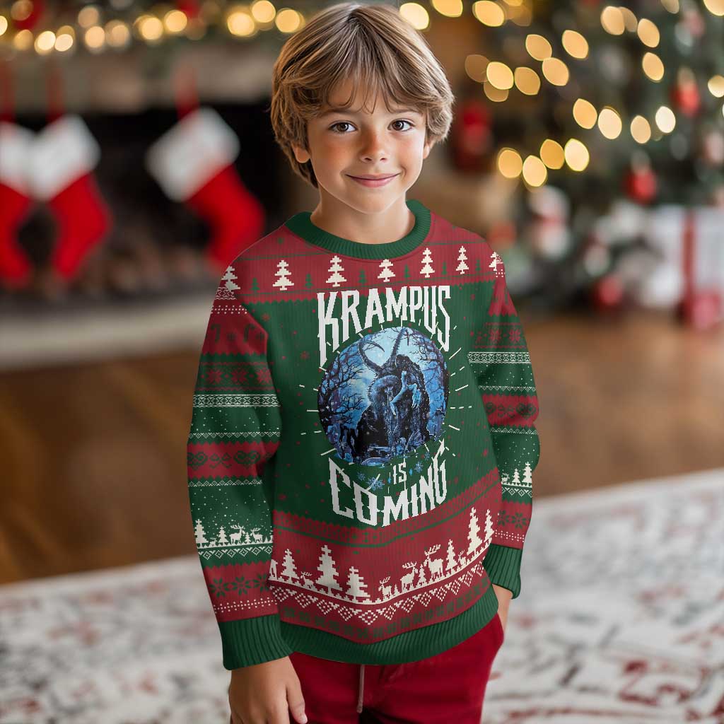 Xmas Krampus Ugly Christmas Sweater Krampusnacht Monster Krampus Is Coming - Wonder Print Shop