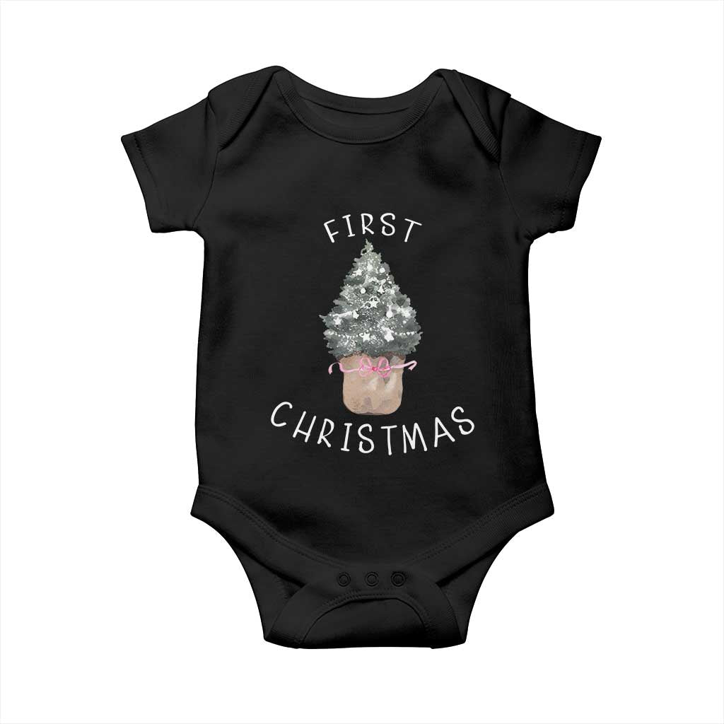 My First Christmas Baby Onesie Baby's First Holiday Xmas Tree Bow - Wonder Print Shop