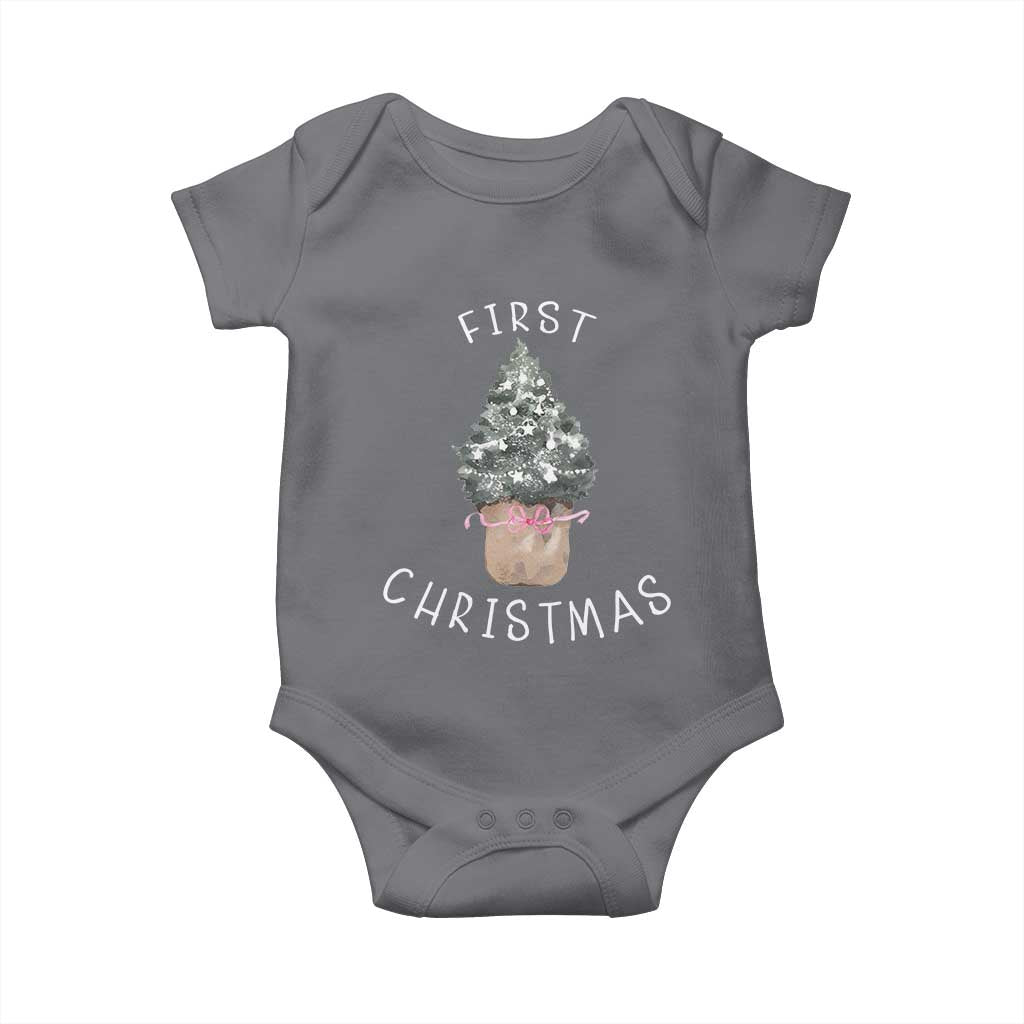 My First Christmas Baby Onesie Baby's First Holiday Xmas Tree Bow - Wonder Print Shop