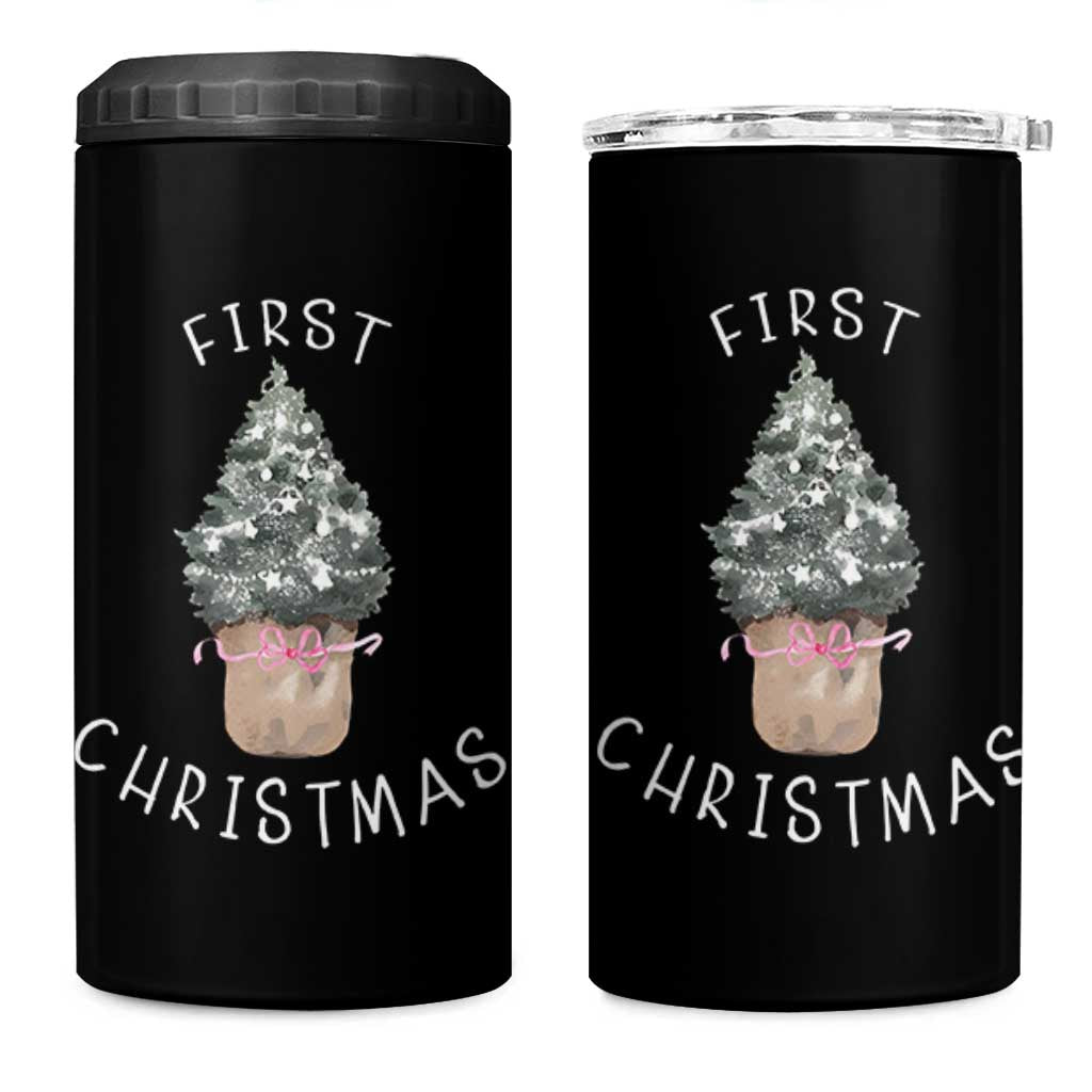 My First Christmas 4 in 1 Can Cooler Tumbler Baby's First Holiday Xmas Tree Bow - Wonder Print Shop