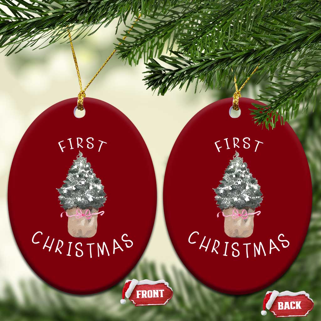 My First Christmas Ceramic Ornament Baby's First Holiday Xmas Tree Bow - Wonder Print Shop