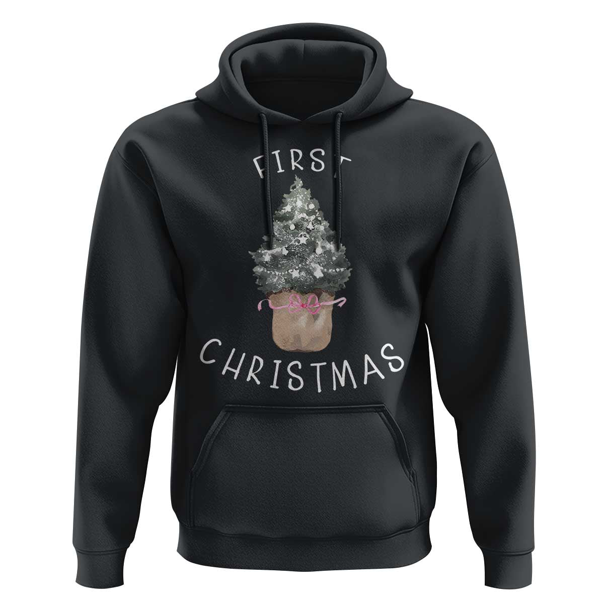 My First Christmas Hoodie Baby's First Holiday Xmas Tree Bow - Wonder Print Shop