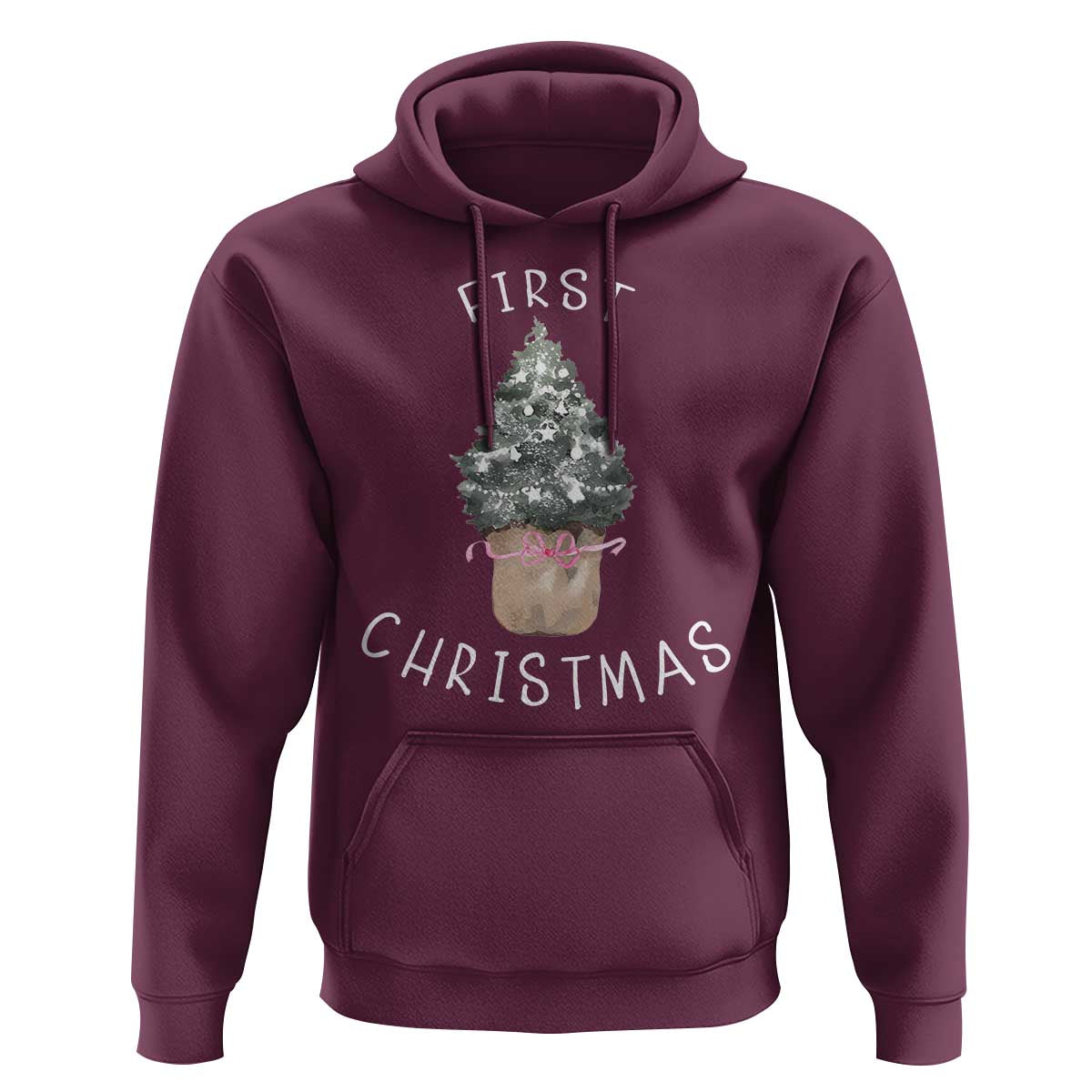 My First Christmas Hoodie Baby's First Holiday Xmas Tree Bow - Wonder Print Shop