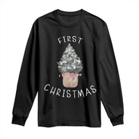 My First Christmas Long Sleeve Shirt Baby's First Holiday Xmas Tree Bow - Wonder Print Shop