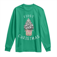 My First Christmas Long Sleeve Shirt Baby's First Holiday Xmas Tree Bow - Wonder Print Shop