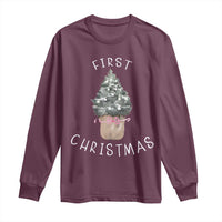 My First Christmas Long Sleeve Shirt Baby's First Holiday Xmas Tree Bow - Wonder Print Shop