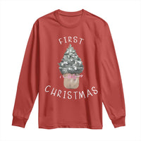 My First Christmas Long Sleeve Shirt Baby's First Holiday Xmas Tree Bow - Wonder Print Shop
