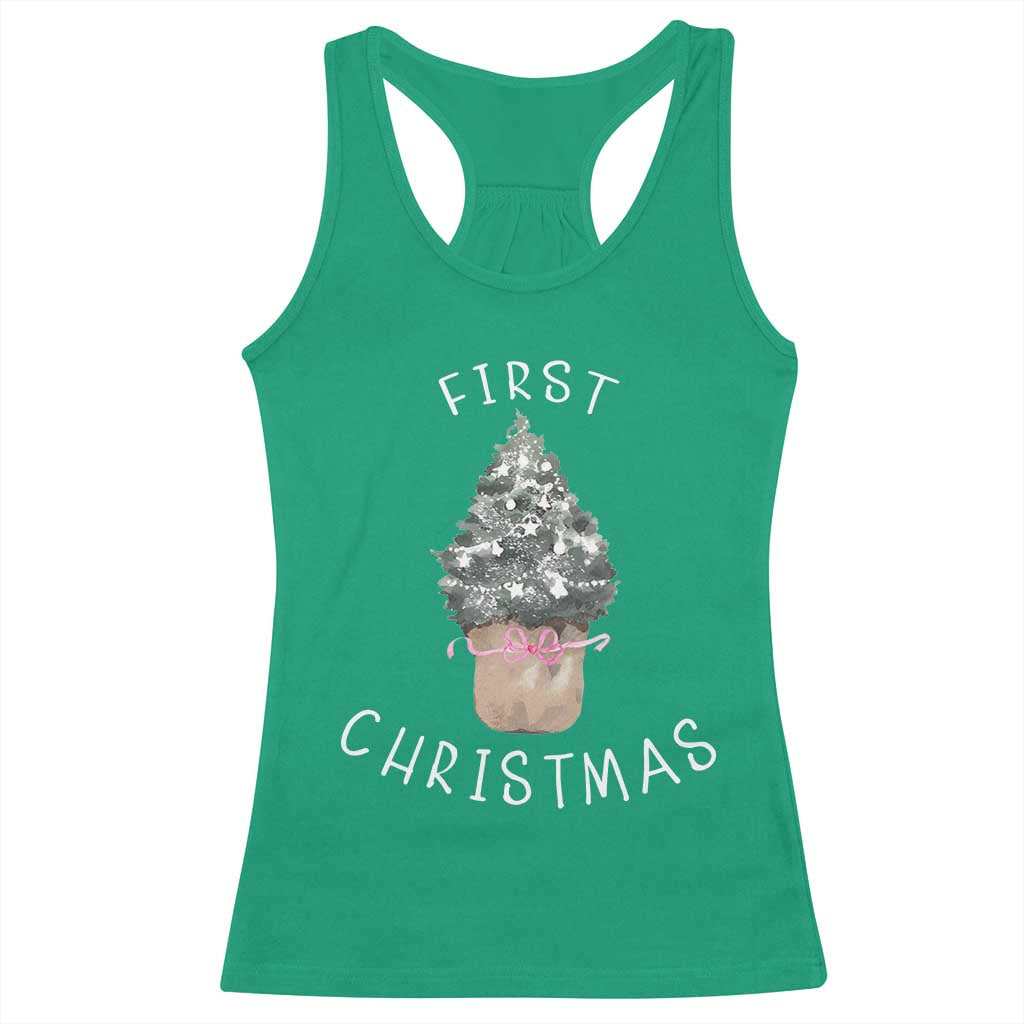 My First Christmas Racerback Tank Top Baby's First Holiday Xmas Tree Bow - Wonder Print Shop