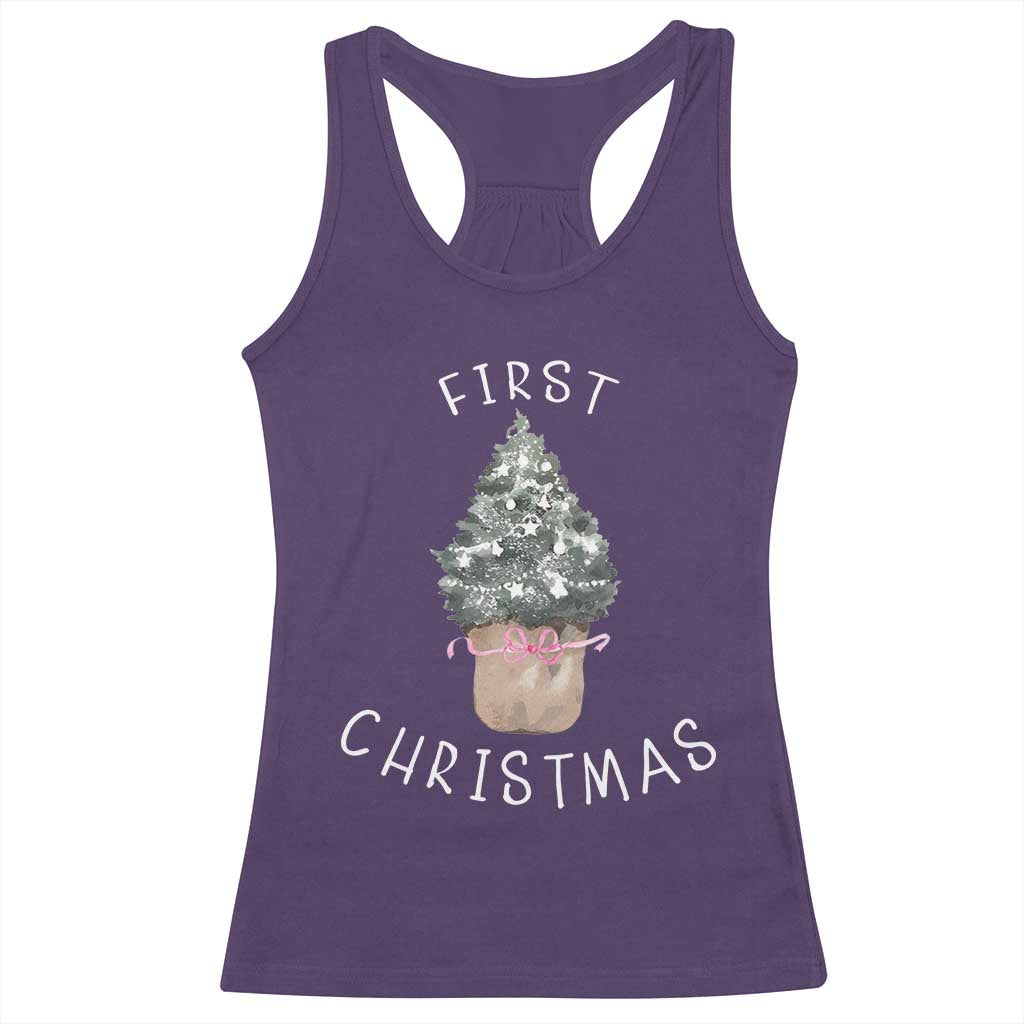 My First Christmas Racerback Tank Top Baby's First Holiday Xmas Tree Bow - Wonder Print Shop