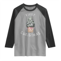 My First Christmas Raglan Shirt Baby's First Holiday Xmas Tree Bow - Wonder Print Shop