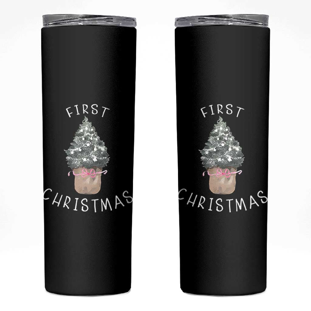 My First Christmas Skinny Tumbler Baby's First Holiday Xmas Tree Bow - Wonder Print Shop