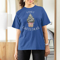 My First Christmas T Shirt For Women Baby's First Holiday Xmas Tree Bow - Wonder Print Shop