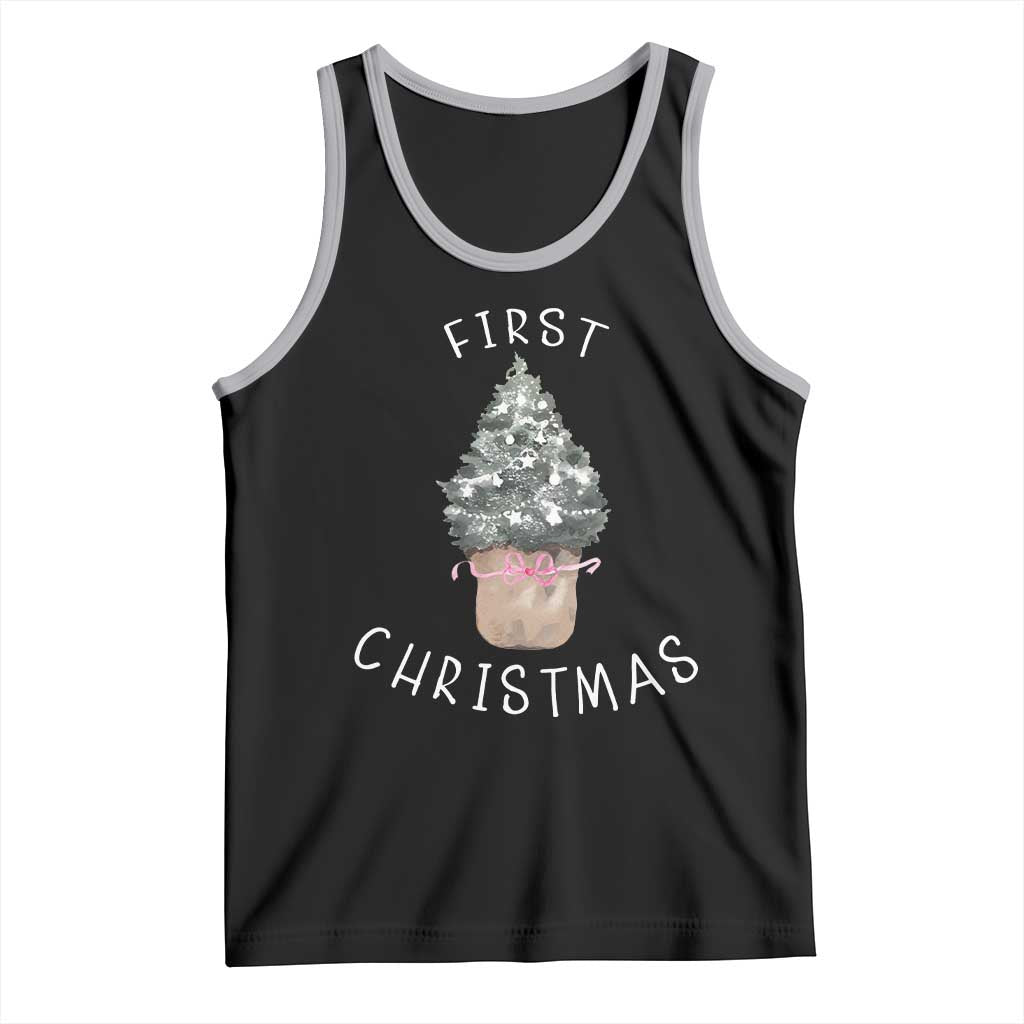 My First Christmas Tank Top Baby's First Holiday Xmas Tree Bow - Wonder Print Shop