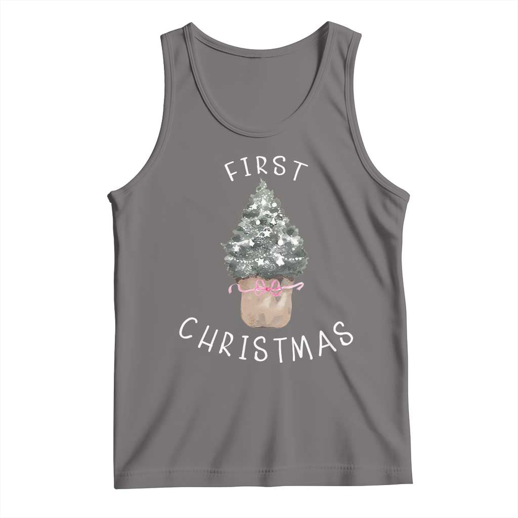 My First Christmas Tank Top Baby's First Holiday Xmas Tree Bow - Wonder Print Shop