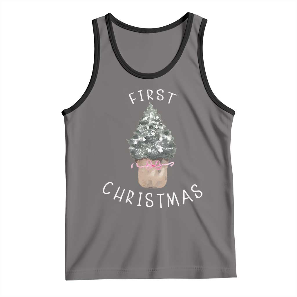 My First Christmas Tank Top Baby's First Holiday Xmas Tree Bow - Wonder Print Shop