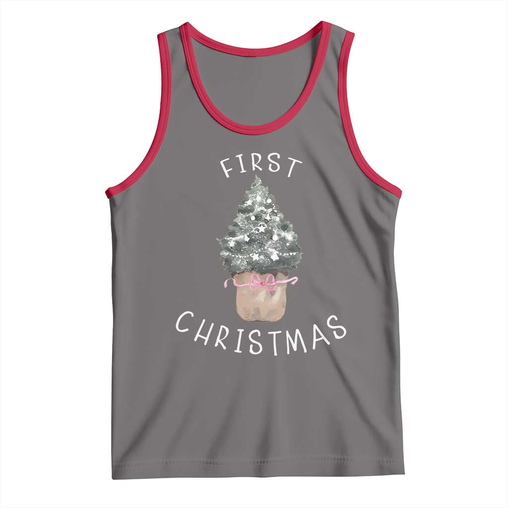 My First Christmas Tank Top Baby's First Holiday Xmas Tree Bow - Wonder Print Shop