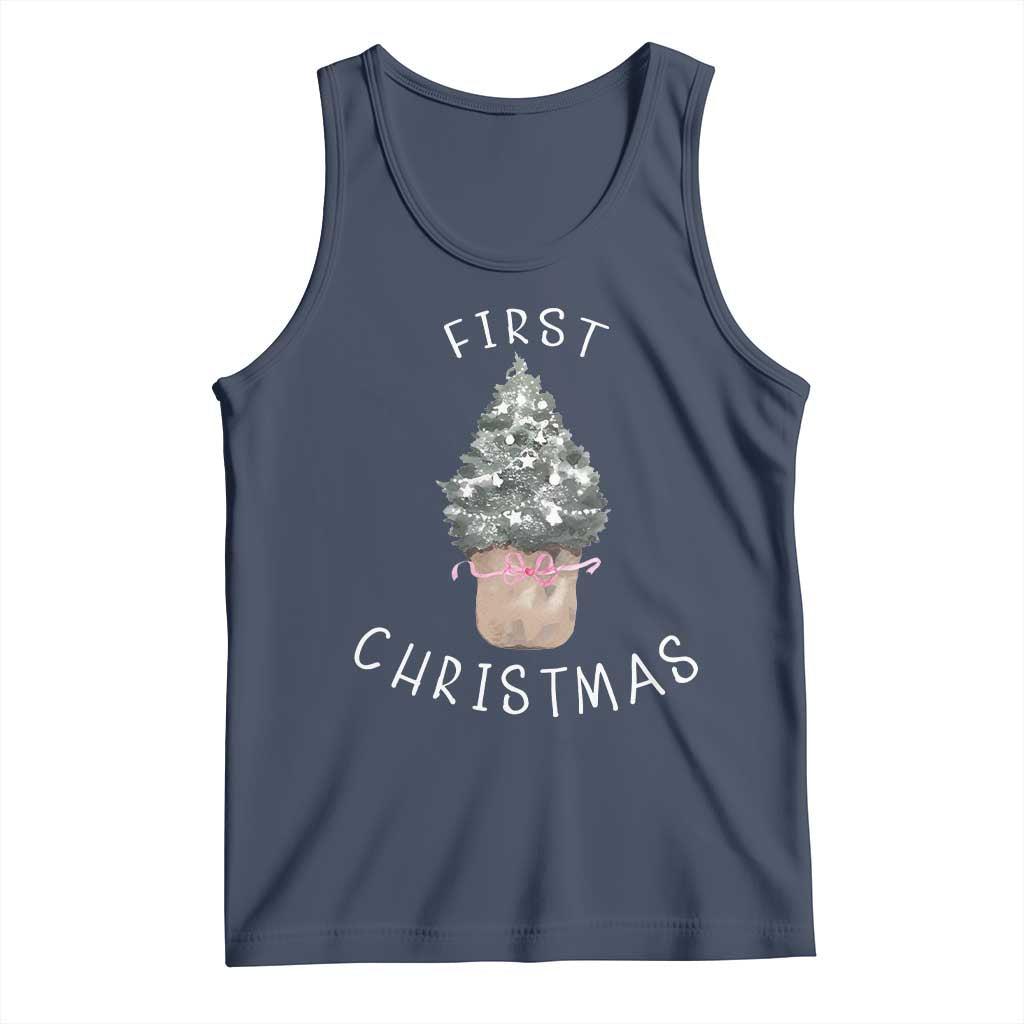 My First Christmas Tank Top Baby's First Holiday Xmas Tree Bow - Wonder Print Shop