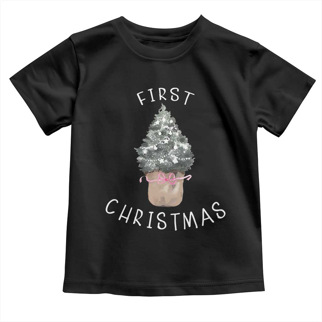 My First Christmas Toddler T Shirt Baby's First Holiday Xmas Tree Bow - Wonder Print Shop