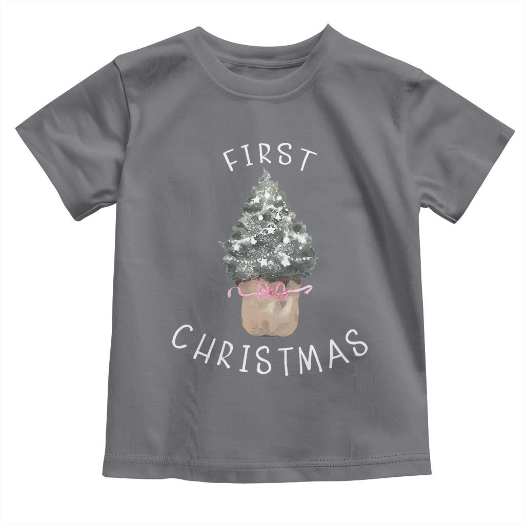 My First Christmas Toddler T Shirt Baby's First Holiday Xmas Tree Bow - Wonder Print Shop