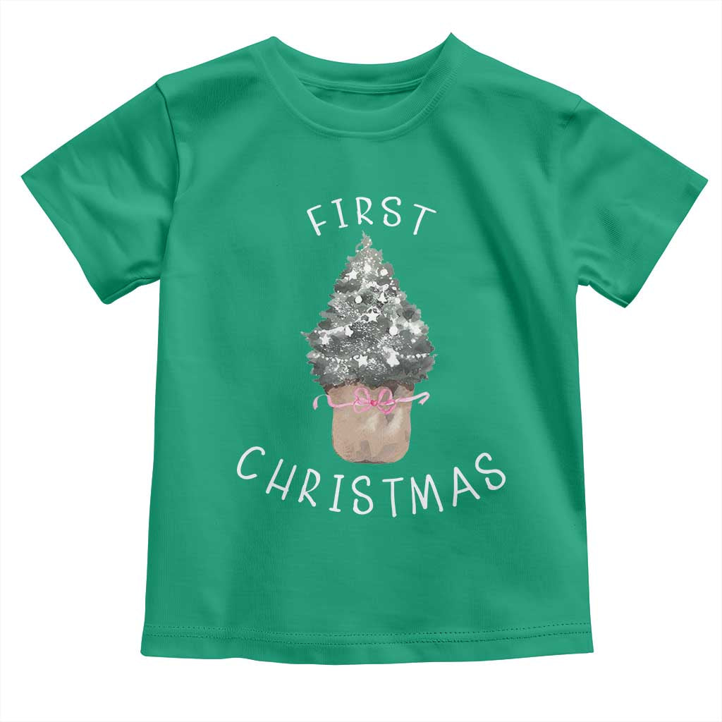 My First Christmas Toddler T Shirt Baby's First Holiday Xmas Tree Bow - Wonder Print Shop