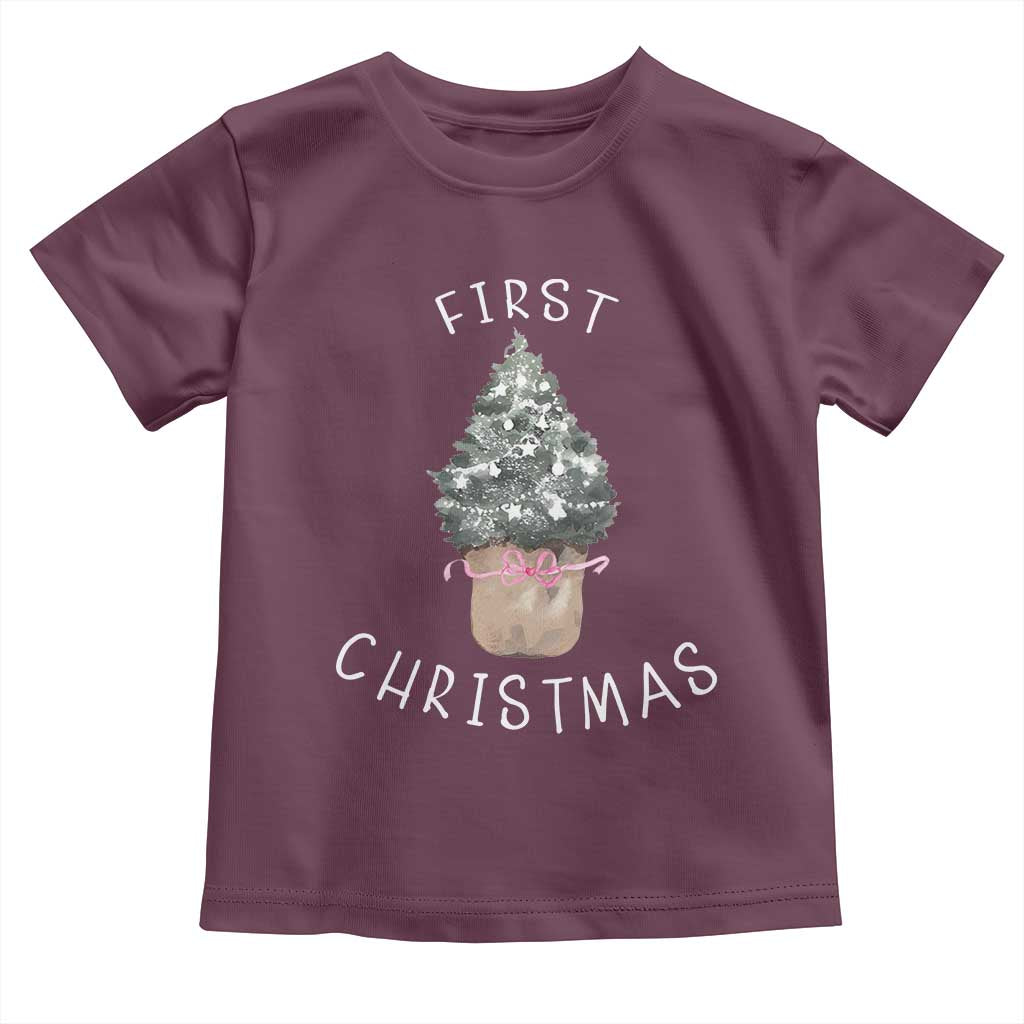My First Christmas Toddler T Shirt Baby's First Holiday Xmas Tree Bow - Wonder Print Shop