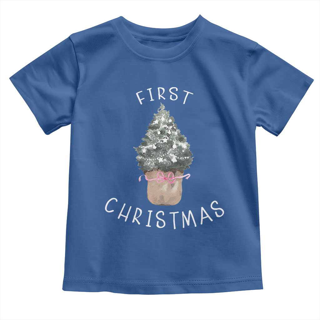 My First Christmas Toddler T Shirt Baby's First Holiday Xmas Tree Bow - Wonder Print Shop