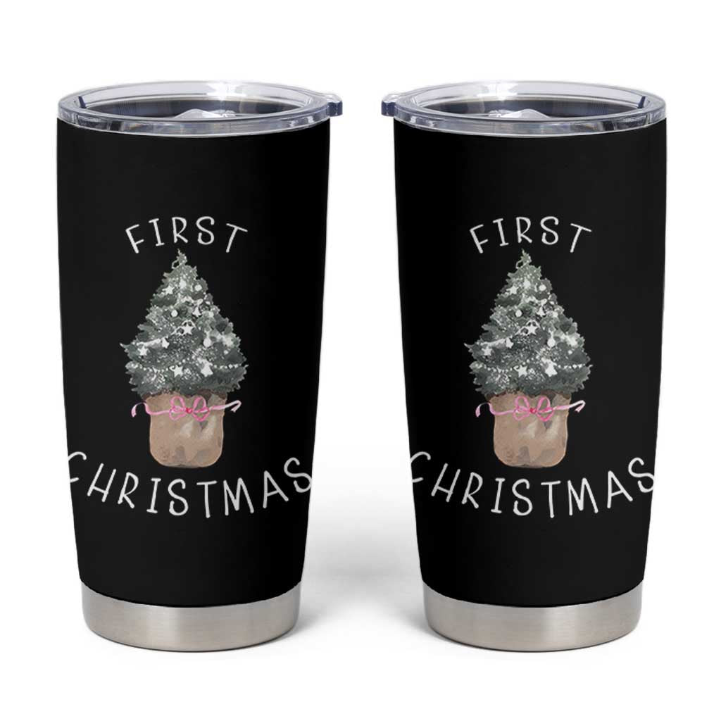 My First Christmas Tumbler Cup Baby's First Holiday Xmas Tree Bow - Wonder Print Shop