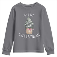 My First Christmas Youth Sweatshirt Baby's First Holiday Xmas Tree Bow - Wonder Print Shop