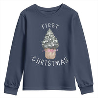 My First Christmas Youth Sweatshirt Baby's First Holiday Xmas Tree Bow - Wonder Print Shop
