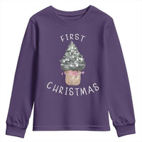 My First Christmas Youth Sweatshirt Baby's First Holiday Xmas Tree Bow - Wonder Print Shop