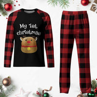Baby First Xmas Outfit Plaid Pajama Set Cute Reindeer Santa Boys Girls - Wonder Print Shop
