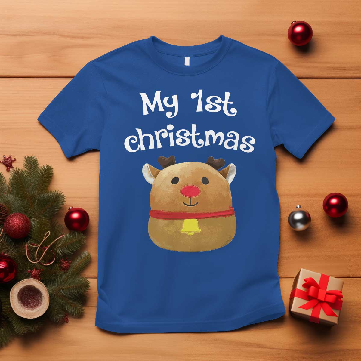 Baby First Christmas Outfit T Shirt Cute Reindeer Santa Boys Girls - Wonder Print Shop