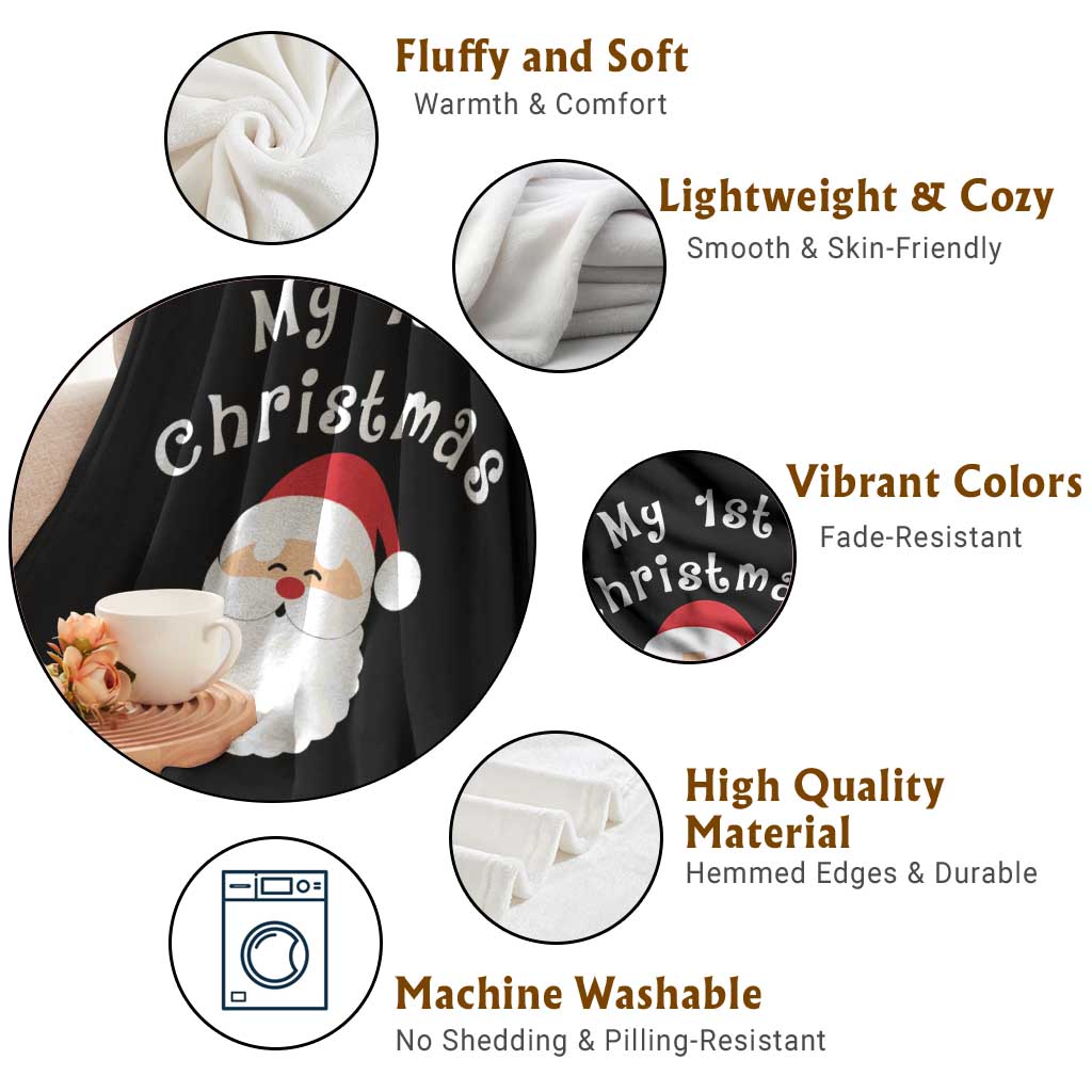 My First Christmas Throw Blanket Baby's First Holiday Xmas Santa - Wonder Print Shop