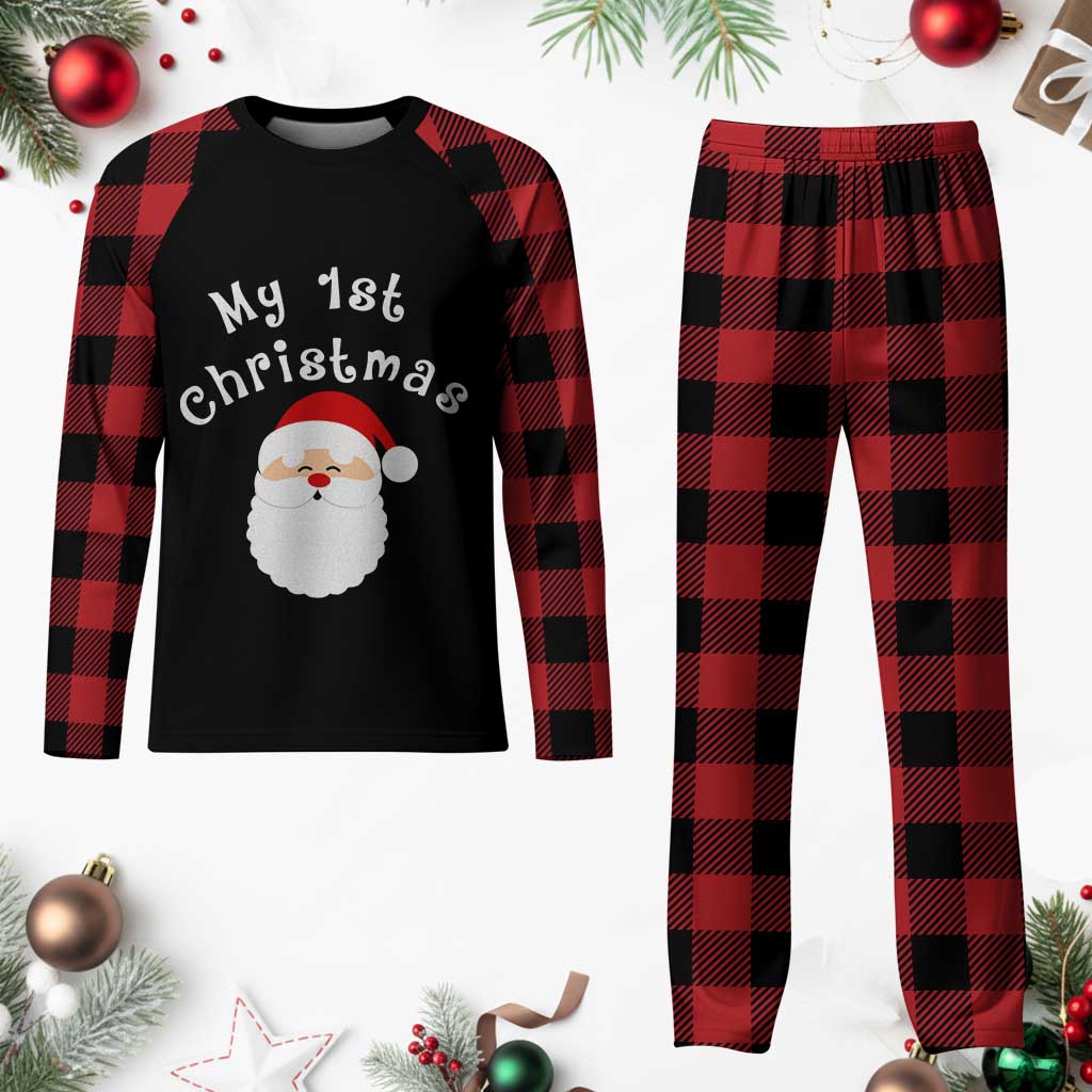 My First Xmas Plaid Pajama Set Baby's First Holiday Xmas Santa - Wonder Print Shop