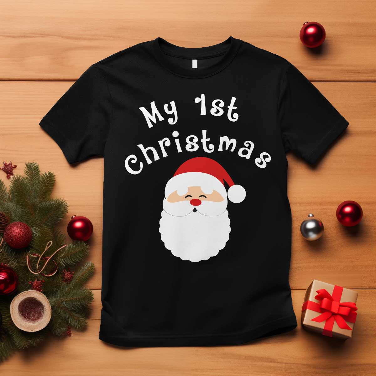 My First Christmas T Shirt Baby's First Holiday Xmas Santa - Wonder Print Shop