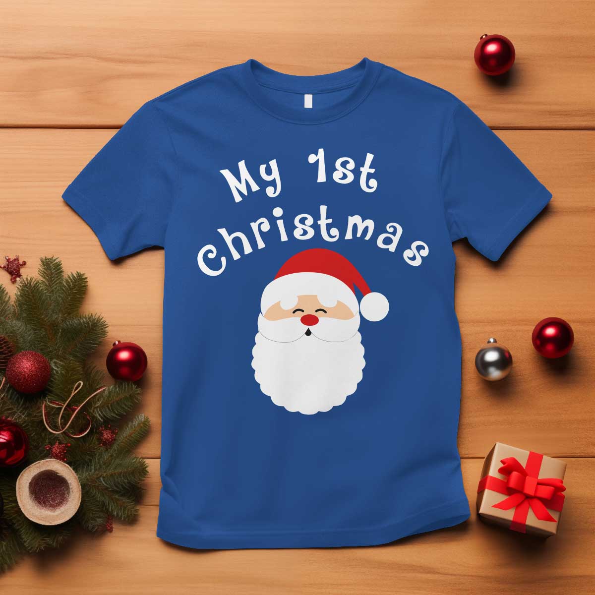 My First Christmas T Shirt Baby's First Holiday Xmas Santa - Wonder Print Shop
